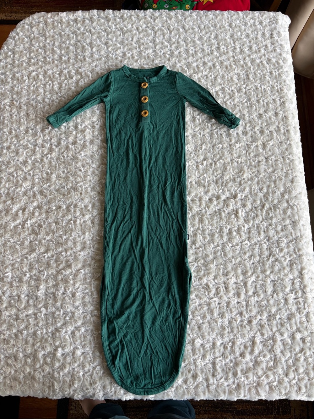 Long Green Button-Front Kids Sleeping Gown